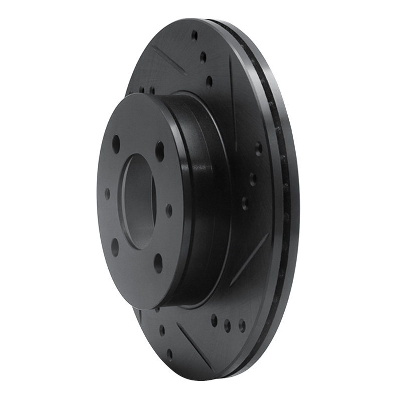 Hyundai Accent Brake Rotor (1) - Front Right - R1 Concepts - Drilled & Slotted - Black - `00-`02